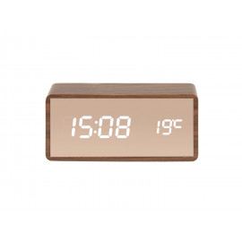 Karlsson copper mirror alarm clock dark wood