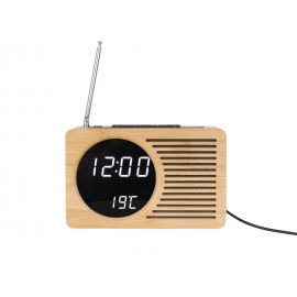 Karlsson retro radio alarm clock bamboo