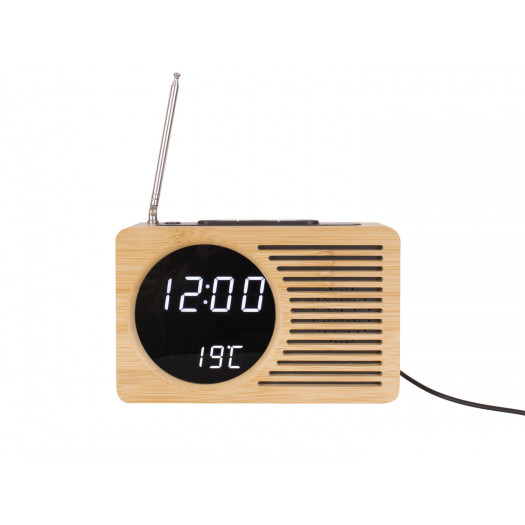 Karlsson retro radio alarm clock bamboo