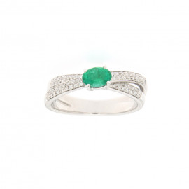 Mirco visconti anello gambo doppio con smeraldo e brilanti 