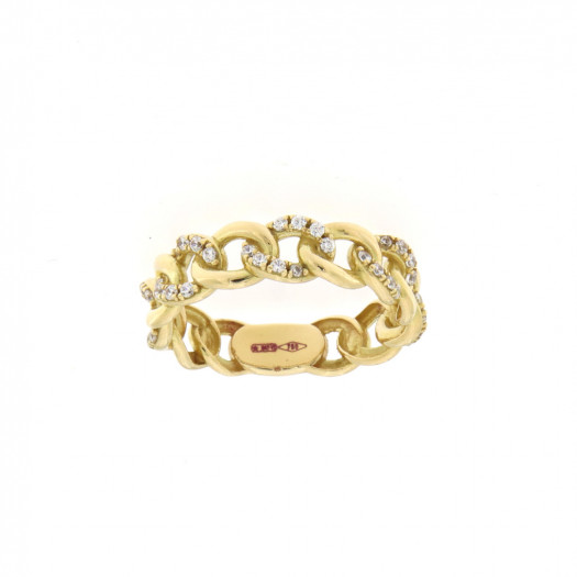 Dnno anello gourmette oro giallo e zirconi
