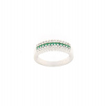 Di.fi anello a fascia con brillanti e smeraldi