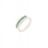 Di.fi anello a fascia con brillanti e smeraldi