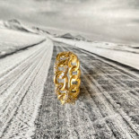 Dnno anello gourmette oro giallo e zirconi