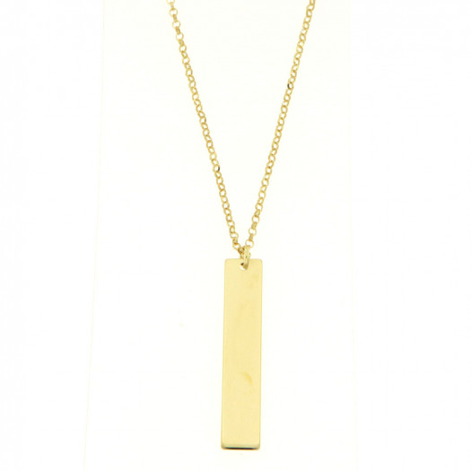 Eg girocollo in argento dorato con piastrina personalizzabile Eg girocollo in argento dorato con piastrina personalizzabile