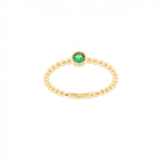 Dnno anello pallini in oro giallo con pietra verde
