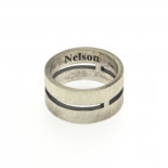 Nelson anello fascia h in argento satinato