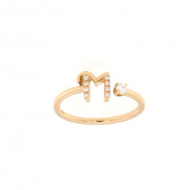 Di.fi anello lettera m in oro rosa e brillanti 