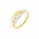 O6 anello a scudo stondato in oro bicolore