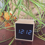 Karlsson mini cube alarm clock bamboo