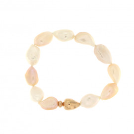 Genesia bracciale perle barocche bianche e rosa 12- 13 mm