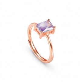 Nomination anello colour wave solitario lavanda in argento rosato
