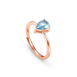 Nomination anello colour wave solitario azzurro in argento rosato