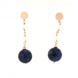 Kikilia orecchini blanc- bleu con perle e sodalite