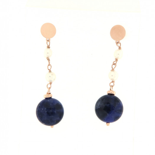 Kikilia orecchini blanc- bleu con perle e sodalite