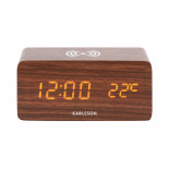 Karlsson sveglia led con carica telefono black wood