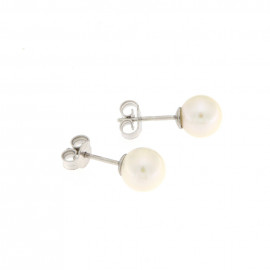 Genesia orecchini in oro bianco con perla 7- 7,5 mm