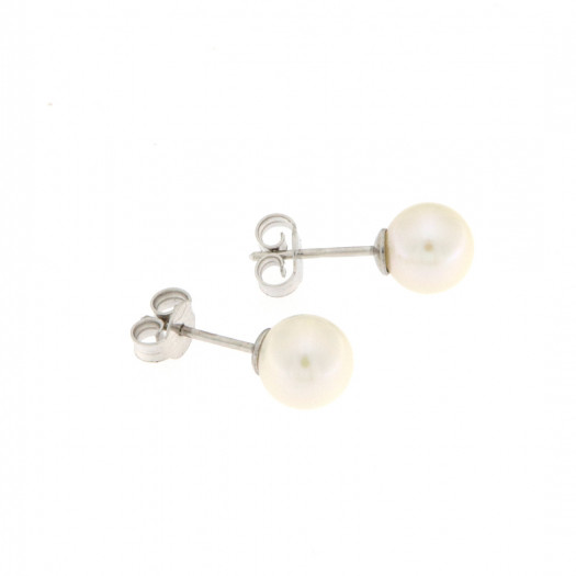 Genesia orecchini in oro bianco con perla 7- 7,5 mm
