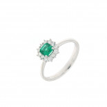Mirco visconti anello con smeraldo quadrato e contorno di brillanti