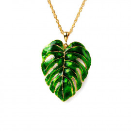 Isola bella collana monstera in argento e smalti