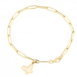 O6 bracciale catena in oro giallo con farfalla