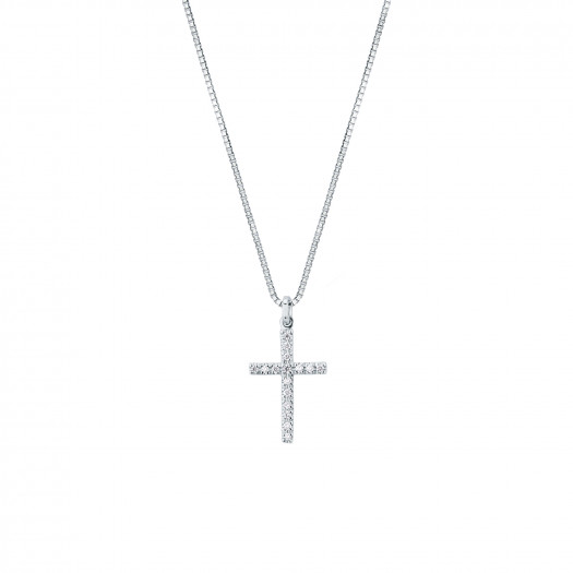 Mirco visconti girocollo in oro bianco con croce di brillanti 0,008 ct