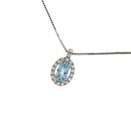 Mirco visconti girocollo con acquamarina ovale e brillanti