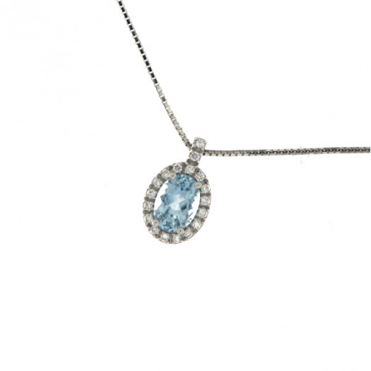 Mirco visconti girocollo con acquamarina ovale e brillanti