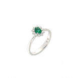 Mirco visconti anello con smeraldo ovale e contorno di brillanti