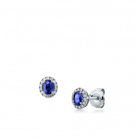 Mirco visconti orecchini con zaffiro blu ovale e contorno di brillanti
