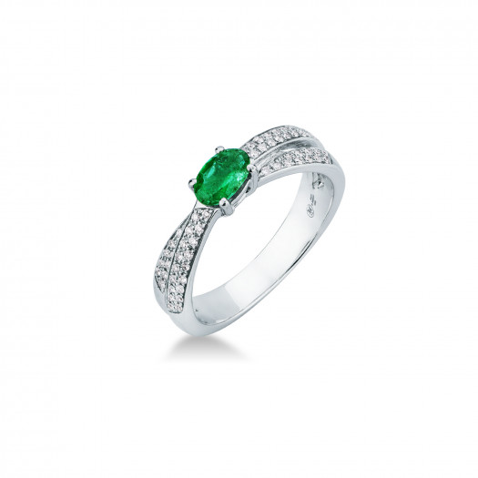 Mirco visconti anello gambo doppio con smeraldo e brilanti 