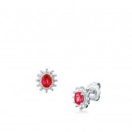 Mirco visconti orecchini con rubino ovale e contorno di brillanti