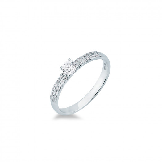 Mirco visconti anello solitario con pavè ai lati 0,25 ct