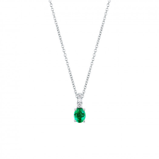 Mirco visconti girocollo con smeraldo ovale e brillanti