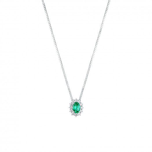 Mirco visconti girocollo con smeraldo e contorno di brillanti