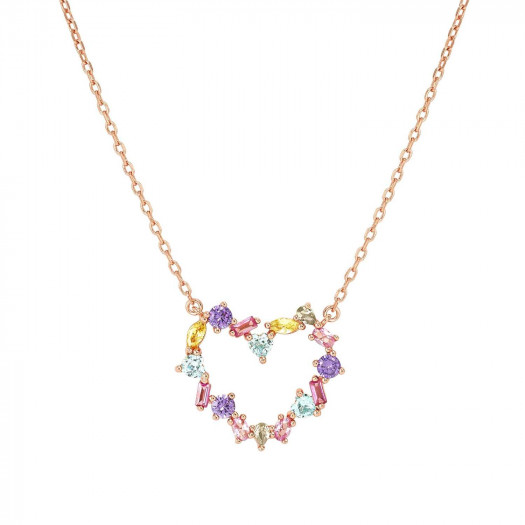 Nomination collana colour wave ed. mini in argento 925 (cuore) e cubic zirconia mixed fin. oro rosa