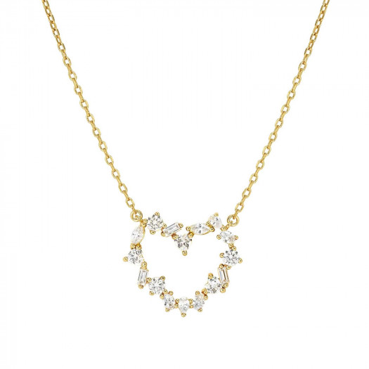 Nomination collana colour wave ed. mini in argento 925 (cuore) e cubic zirconia bianco fin. oro giallo