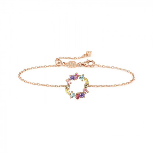 Nomination bracciale colour wave ed. mini in argento 925 (cerchio) e cubic zirconia mixed fin. oro rosa