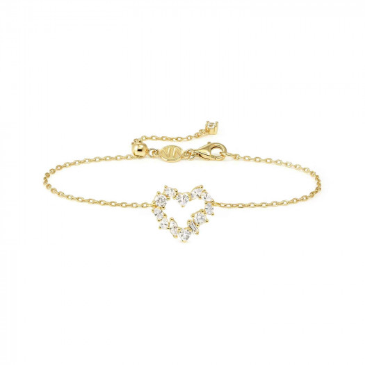 Nomination bracciale colour wave ed. mini in argento 925 (cuore) e cubic zirconia bianco fin. oro giallo
