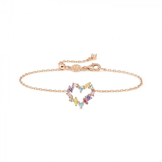 Nomination bracciale colour wave ed. mini in argento 925 (cuore) e cubic zirconia mixed fin. oro rosa