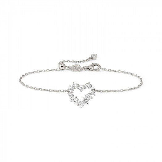 Nomination bracciale colour wave ed. mini in argento 925 (cuore) e cubic zirconia bianco fin. argento