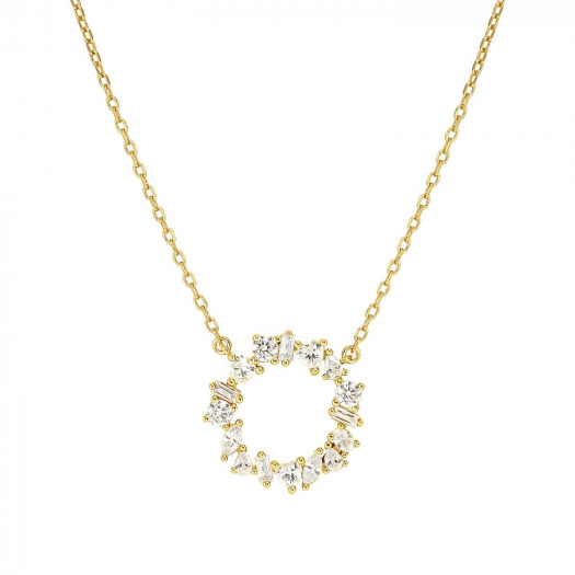 Nomination collana colour wave ed. mini in argento 925 (cerchio) e cubic zirconia bianco fin. oro giallo
