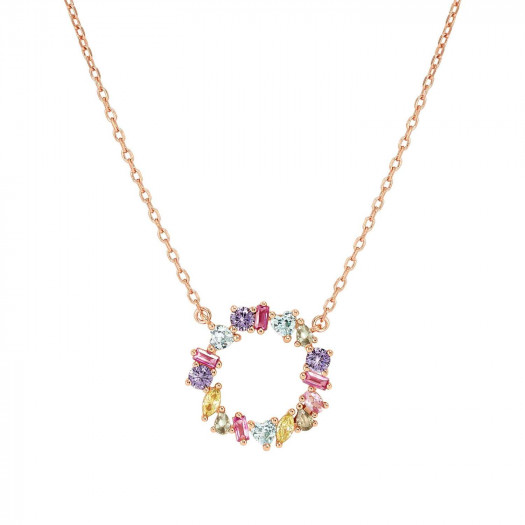 Nomination collana colour wave ed. mini in argento 925 (cerchio) e cubic zirconia mixed fin. oro rosa