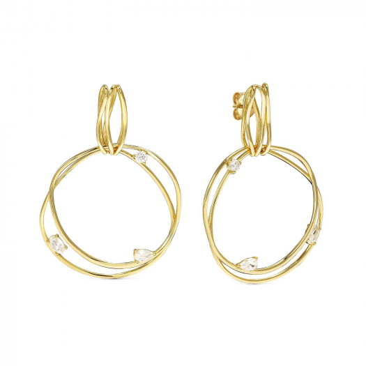 Nomination orecchini my rebel art in argento 925 (pendente tondo) e cubic zirconia oro giallo