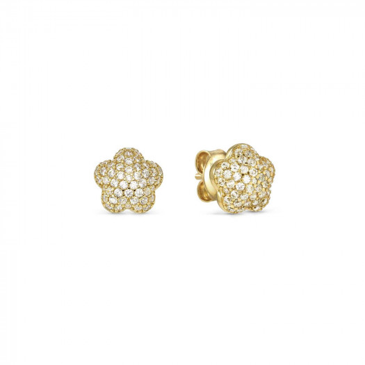 Nomination orecchini lifepoetry in argento 925 e pavë di cubic zirconia fiore oro giallo