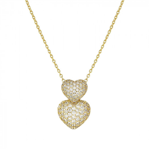 Nomination collana lifepoetry in argento 925 (pendente) e pavë di cubic zirconia cuore oro giallo