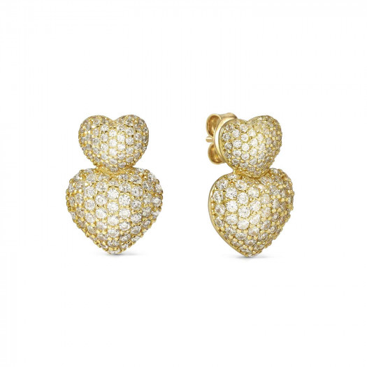 Nomination orecchini lifepoetry in argento 925 (pendente) e pavë di cubic zirconia cuore oro giallo