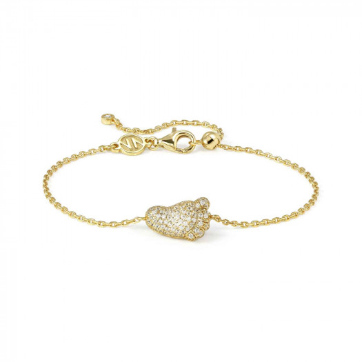 Nomination bracciale lifepoetry in argento 925 e pavë di cubic zirconia piede oro giallo