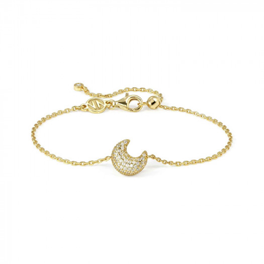 Nomination bracciale lifepoetry in argento 925 e pavë di cubic zirconia luna oro giallo