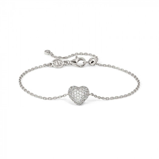 Nomination bracciale lifepoetry in argento 925 e pavë di cubic zirconia cuore